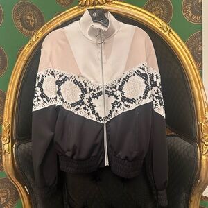 Stylish Women's Black and Cream Jacket, Size 1